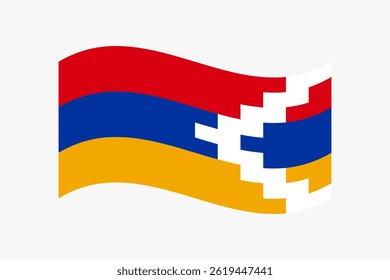 Flag of Artsakh. Artsakh wavy flag digital vector illustration. Fluttering flag.