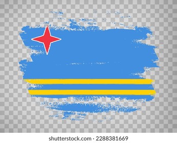 Bandera del fondo del pincel de Aruba.  Marca Aruba en fondo transparente para tu diseño, aplicación, interfaz de usuario.  Vector de material. EPS10.