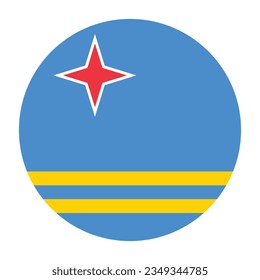 Bandera de Aruba. Icono de indicador de botón. Color estándar. Indicador de icono de círculo. 3 quinquies ilustración. Ilustración del equipo. Ilustración digital. Ilustración vectorial.