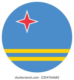 Flag of Aruba. Button flag icon. Standard color. Circle icon flag. 3d illustration. Computer illustration. Digital illustration. Vector illustration.