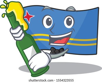 flag aruba character bring beer cartoon style mascot