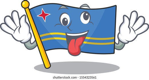 flag aruba character bring gift cartoon style mascot