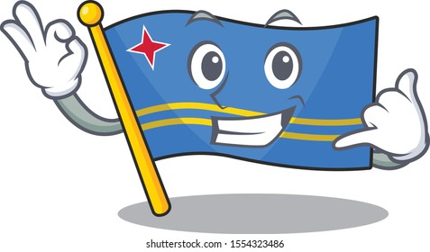 flag aruba character call me cartoon style mascot