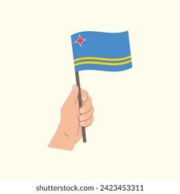 Bandera de Aruba, bandera de mano