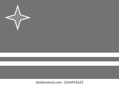 Flag of Aruba. Flag icon. The grey flag. Standard size. A rectangular flag. Computer illustration. Digital illustration. Vector illustration.