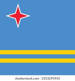 Flag of Aruba. Flag icon. Standard color. A square flag. Computer illustration. Digital illustration. Vector illustration.