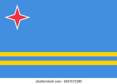 Flag of Aruba, national colors, correct dimensions. Vector illustration