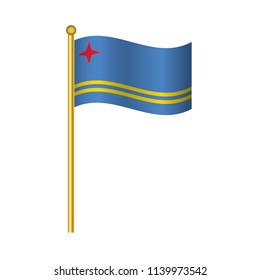 Flag of Aruba ,Aruba flag official colors and proportion correctly, Aruba flag waving isolated Vector illustration eps10.