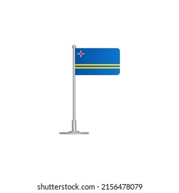 Flagge von Aruba. Flaggen-Aruba auf Flagpol. Vektorsymbol einzeln auf weißem Hintergrund