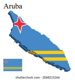 Bandera de Aruba en el mapa de fondo blanco. Ilustración del vector