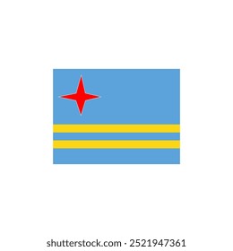 Bandera de Aruba con estrella roja y rayas amarillas. Diseño de icono de Vector.