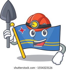 flag aruba smiling in with cartoon miner