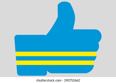 The flag of Aruba in a Thumbs Up Icon