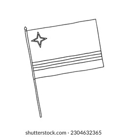 Flag of Aruba. Vector, black and white hand drawn flag.