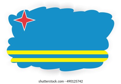 Flag of Aruba. Vector illustration of a stylized flag. Cloud with shadow. Element for infographics.