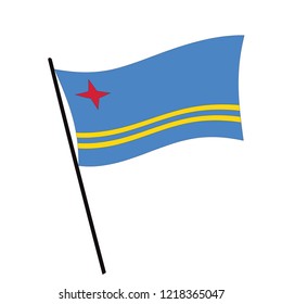 Flag of Aruba , Aruba flag waving isolated vector illustration