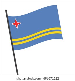 Flag of Aruba , Aruba flag waving isolated vector illustration