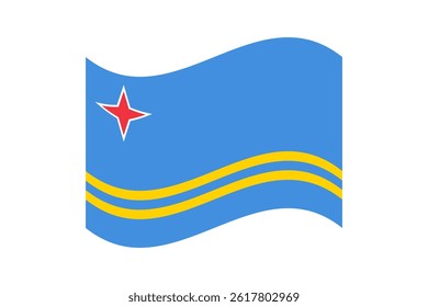 Flag of Aruba. Aruba wavy flag digital vector illustration. Fluttering flag.