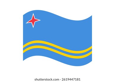 Flag of Aruba. Aruba wavy flag digital vector illustration. Fluttering flag.