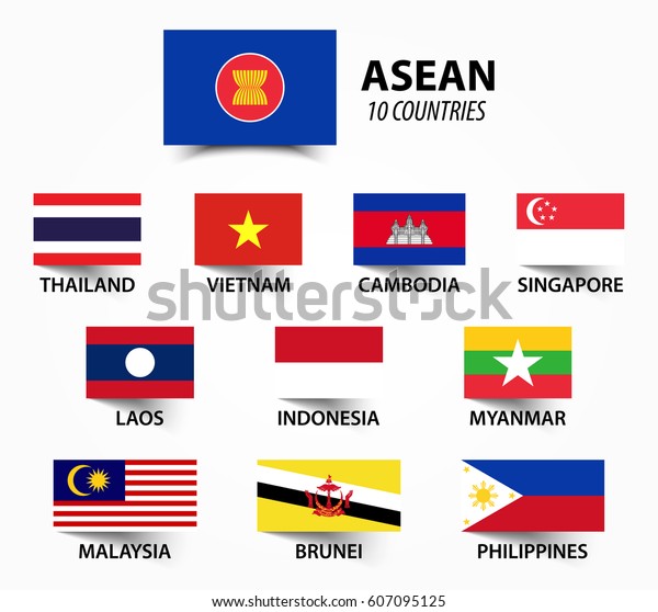 Immagine Vettoriale Stock 607095125 A Tema Bandiera Dell Asean Associazione Delle Nazioni Del Royalty Free