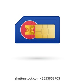 Flag of ASEAN. Vector illustration of SIM Card with flag on white background