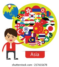 Flag of Asia. vector Illustration.