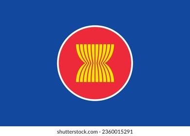 Flag of the Association of Southeast Asian Nations. Flag icon. Standard color. Standard size. A rectangular flag. Computer illustration. Digital illustration. Vector illustration.