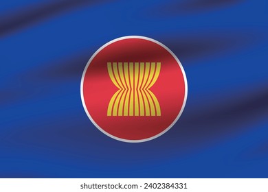 Bandera de la Asociación de Naciones del Sudeste Asiático. La proporción oficial. La bandera ondulada. Tamaño estándar. ondeando banderas. 3 quinquies ilustración. Ilustración del equipo. Ilustración digital. Ilustración vectorial.