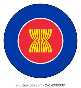 Flag of Association of Southeast Asian Nations. Black edge. Association of Southeast Asian Nations button flag logo icon computer vector illustration design.