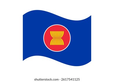 Flag of Association of Southeast Asian Nations. Association of Southeast Asian Nations wavy flag digital vector illustration. Fluttering flag.