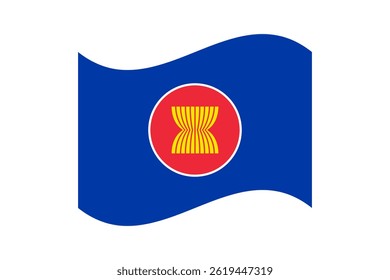 Flag of Association of Southeast Asian Nations. Association of Southeast Asian Nations wavy flag digital vector illustration. Fluttering flag.