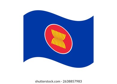 Flag of Association of Southeast Asian Nations. Association of Southeast Asian Nations wavy flag digital vector illustration. Fluttering flag.