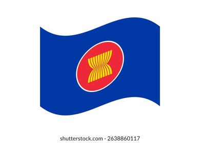 Flag of Association of Southeast Asian Nations. Association of Southeast Asian Nations wavy flag digital vector illustration. Fluttering flag.