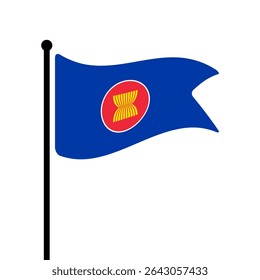 Bandeira da Associação das Nações do Sudeste Asiático. Design de ícone de ilustração de vetor de bandeira da ASEAN. Bandeira de mastro flutuante.