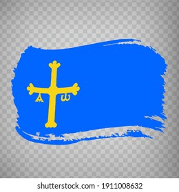 Flag of Asturias brush strokes. Flag Autonomous Community Asturias of Spain on transparent background for your web site design, app, UI. Kingdom of Spain. EPS10.