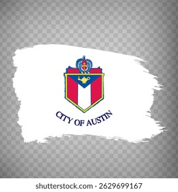 Flag of Austin is city  USA from brush strokes. State of  Texas.  Flag of Austin on transparent background for your web site design, app, UI. United States. EPS10.