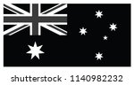 Flag of Australia in black and white Illustration vector.
