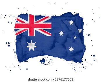 Flag of Australia, brush stroke background.  Flag of Australia on white background. Watercolor style for your design, Commonwealth of Australia.  EPS10.