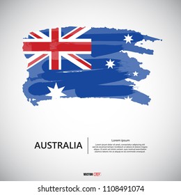 Flag of Australia with brush stroke, grunge style background vector.