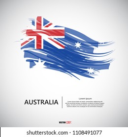 Flag of Australia with brush stroke, grunge style background vector.