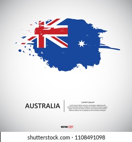 Flag of Australia with brush stroke, grunge style background vector.