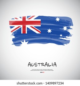 Flag of Australia with brush stroke or paint on gray background vector illustration