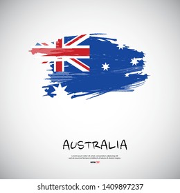 Flag of Australia with brush stroke or paint on gray background vector illustration