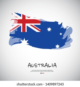 Flag of Australia with brush stroke or paint on gray background vector illustration