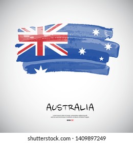 Flag of Australia with brush stroke or paint on gray background vector illustration