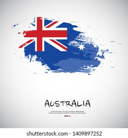 Flag of Australia with brush stroke or paint on gray background vector illustration