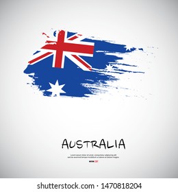 Flag of Australia with brush stroke or paint on gray background vector illustration
