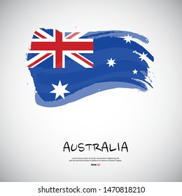 Flag of Australia with brush stroke or paint on gray background vector illustration

