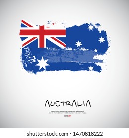 Flag of Australia with brush stroke or paint on gray background vector illustration

