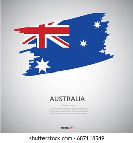 Flag of Australia with brush stroke or paint on gray background vector illustration